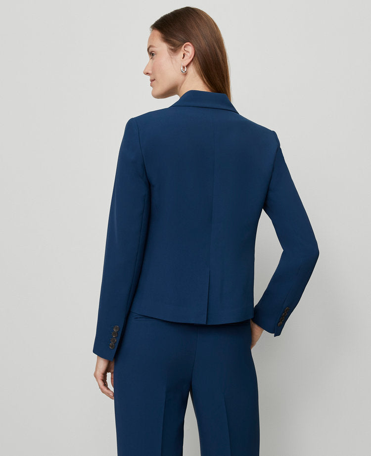 The Petite Shorter One Button Blazer in Fluid Crepe