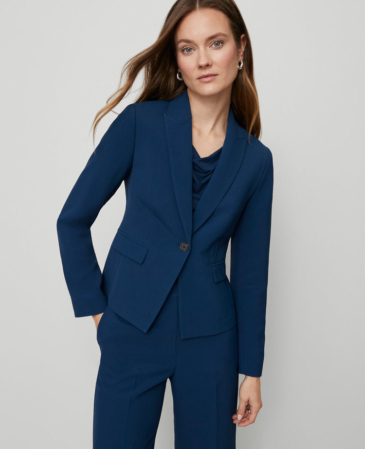 The Petite Shorter One Button Blazer in Fluid Crepe