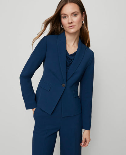The Petite Shorter One Button Blazer in Fluid Crepe