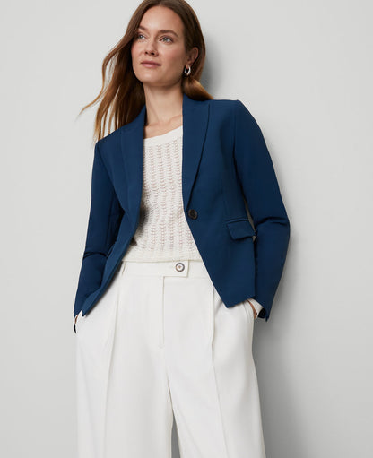 The Petite Shorter One Button Blazer in Fluid Crepe