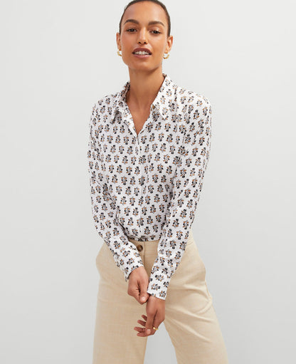 Petite Floral Satin Essential Shirt