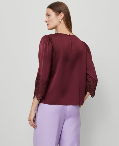 Satin Lace Trim Top
