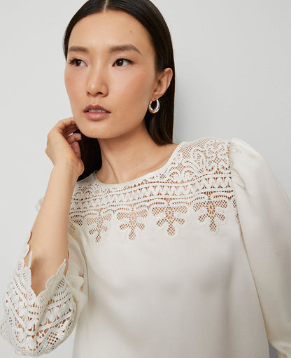 Satin Lace Trim Top