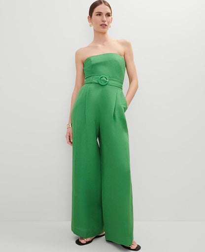 Petite Strapless Linen Blend Jumpsuit