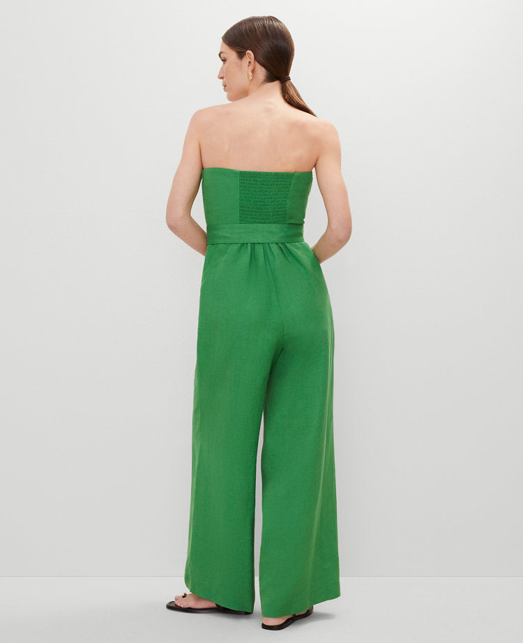 Petite Strapless Linen Blend Jumpsuit