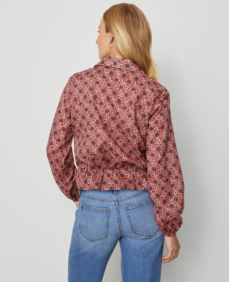 Petite Weekend Collection Floral Tie Waist Popover