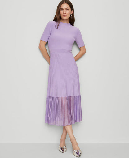 Petite Mock Neck Mixed Media Sweater Dress
