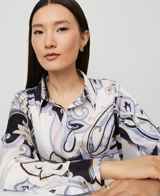 Petite Paisley Satin Essential Shirt
