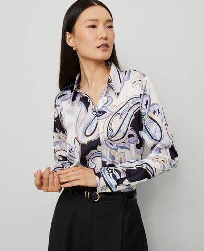 Petite Paisley Satin Essential Shirt