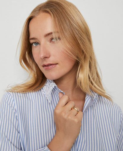 Petite Weekend Collection Striped Tie Waist Popover