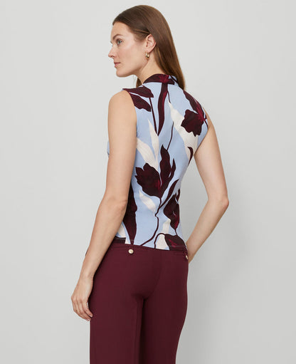 Petite Floral Sleeveless V-Neck Top