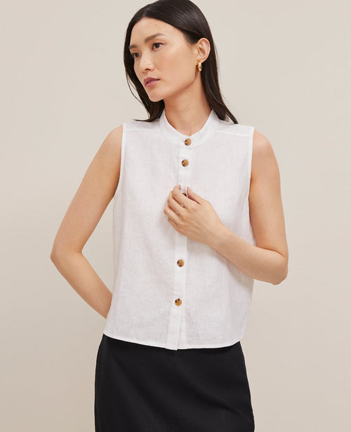 Linen Sleeveless Shirt