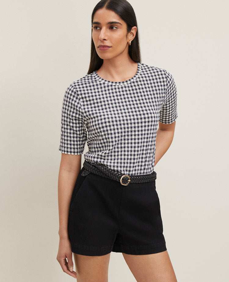 Gingham Scoop Neck Top