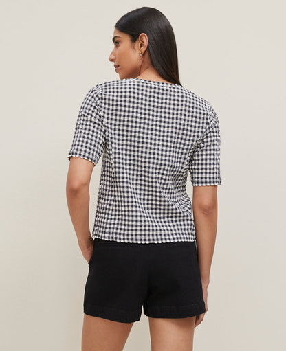 Gingham Scoop Neck Top