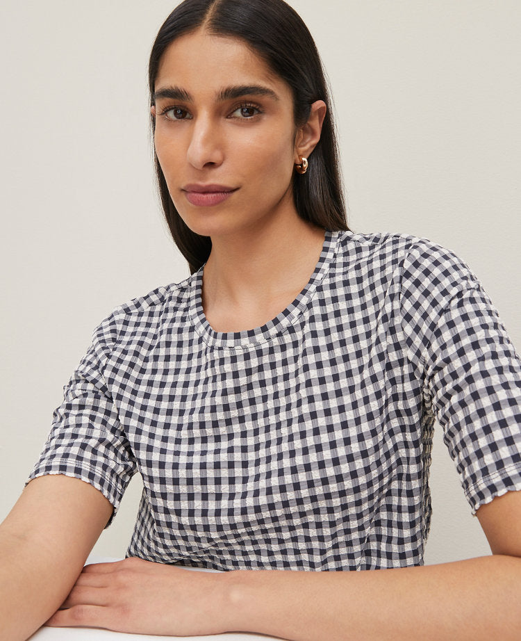 Gingham Scoop Neck Top