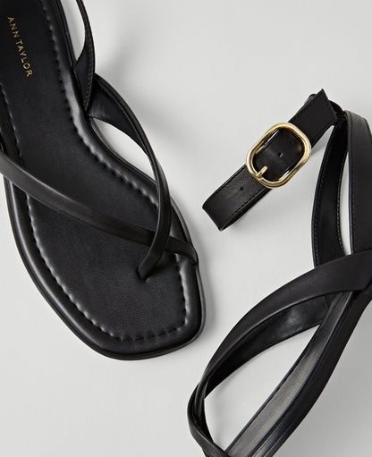 Weekend Collection Buckled Ankle Strap Leather Sandals