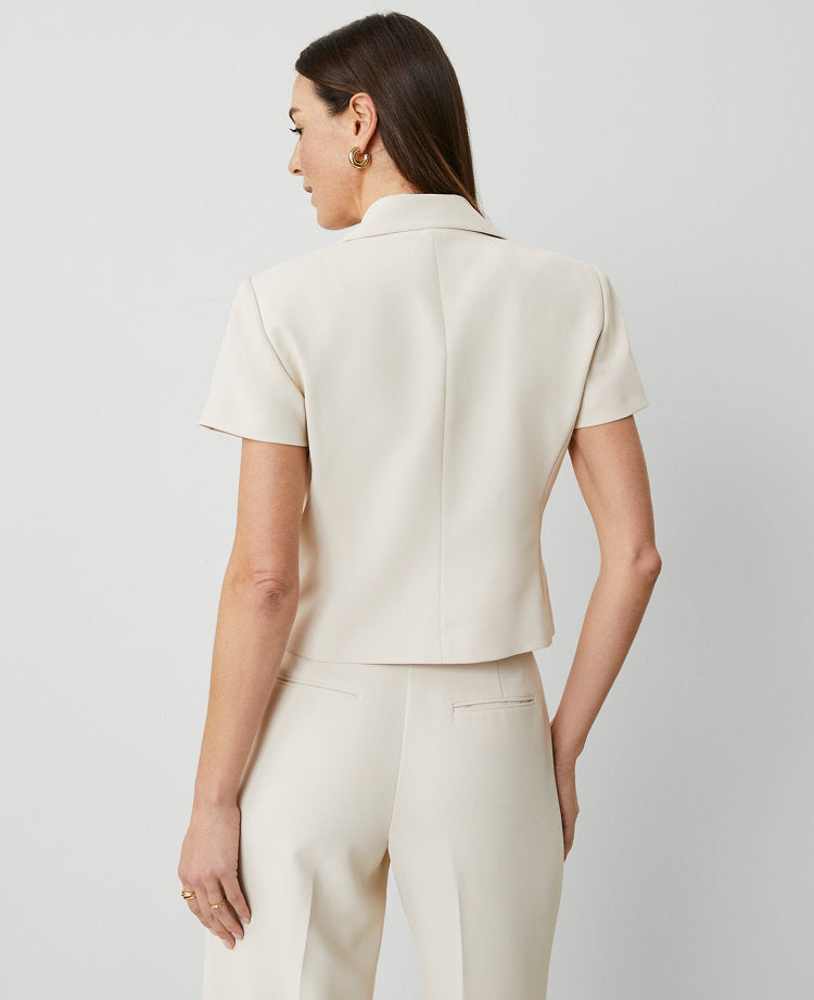 The Short Sleeve Blazer in Fluid Crepe