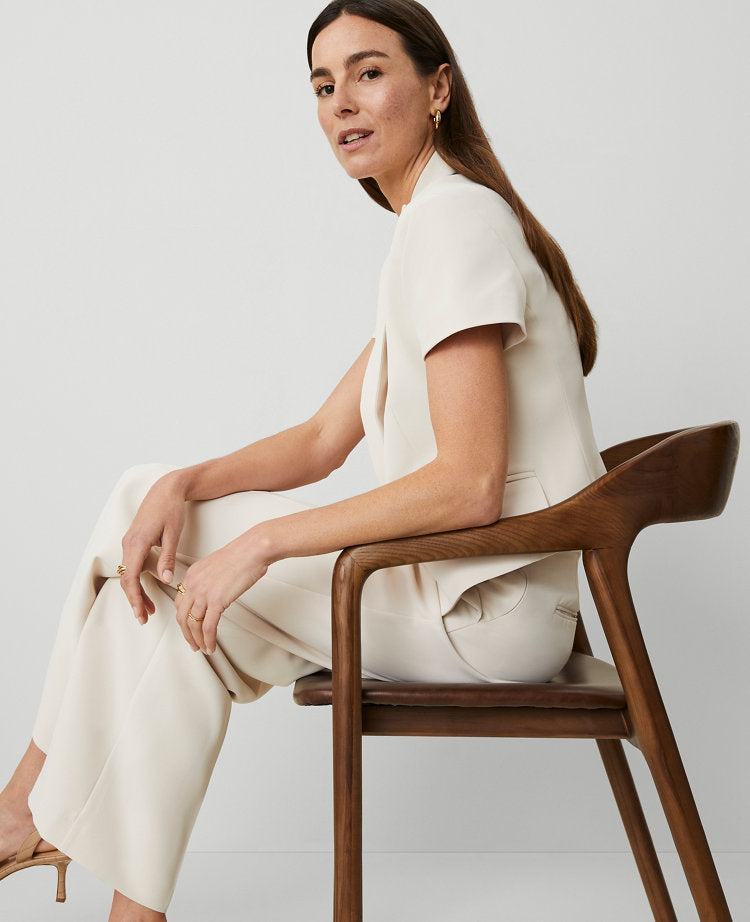 The Short Sleeve Blazer in Fluid Crepe