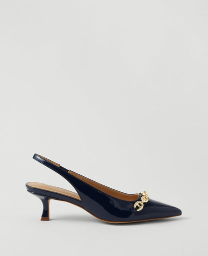 Mariner Chain Patent Kitten Heel Pumps