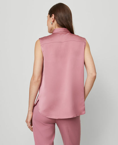 Petite Shirred Sleeveless Shirt