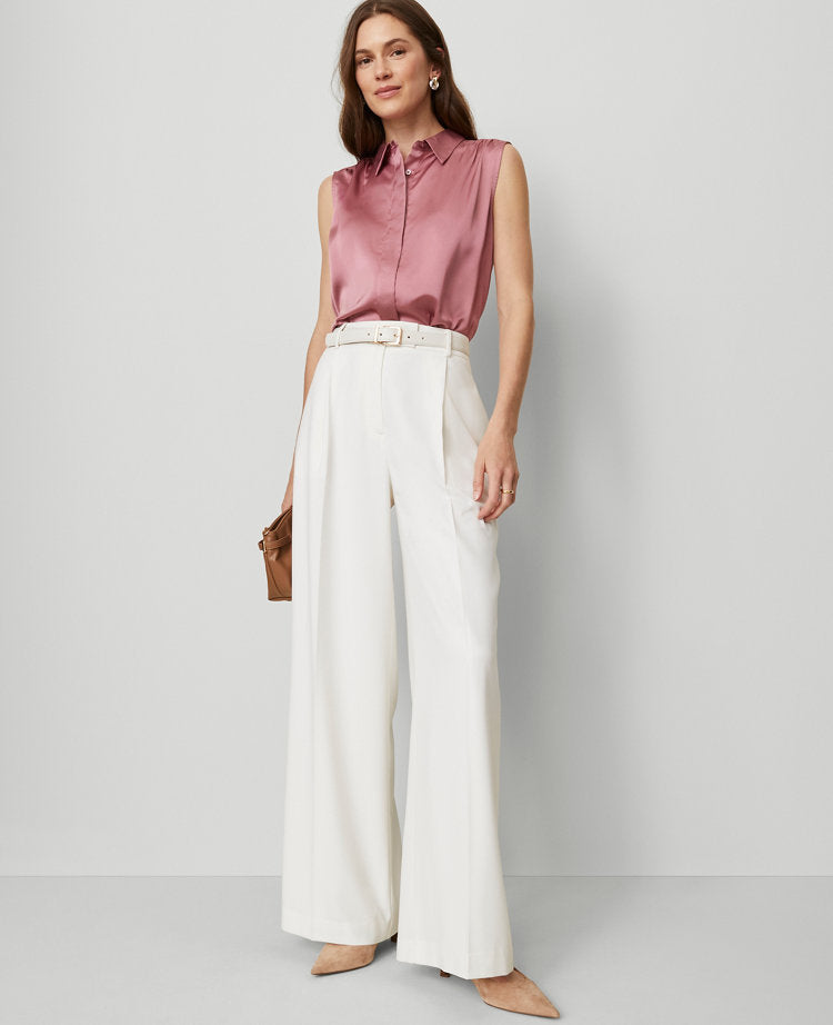 Petite Shirred Sleeveless Shirt