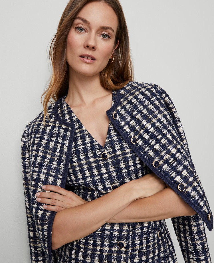 Tweed Button Shift Dress