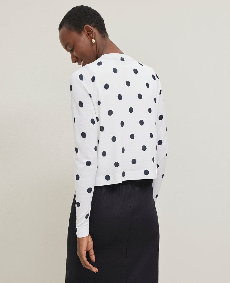 Dotted Cropped Open Cardigan