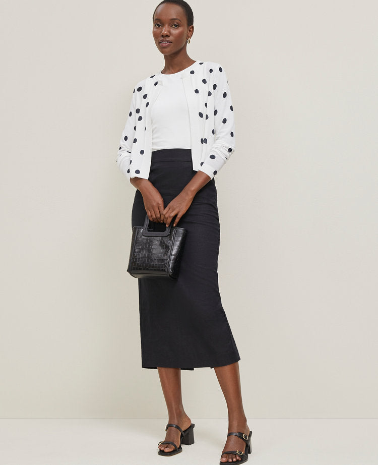 Dotted Cropped Open Cardigan