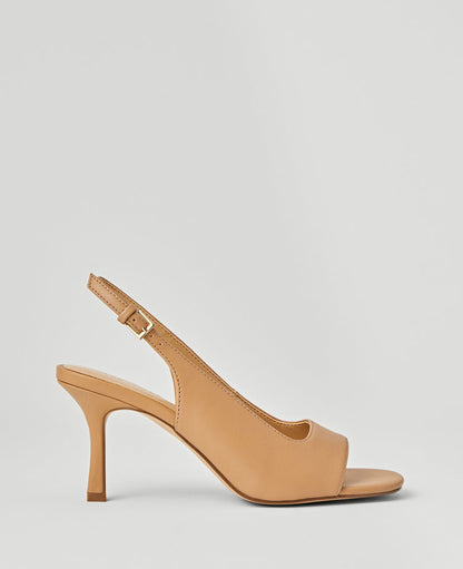 Leather Square Toe Slingback Sandals