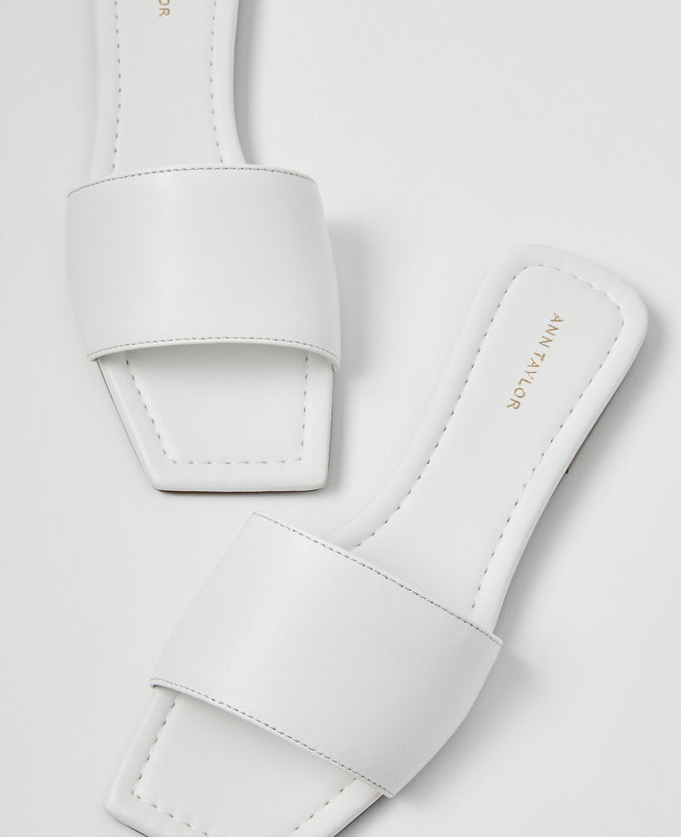 Leather Single Strap Slide Sandals