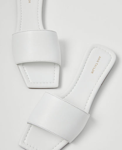 Leather Single Strap Slide Sandals