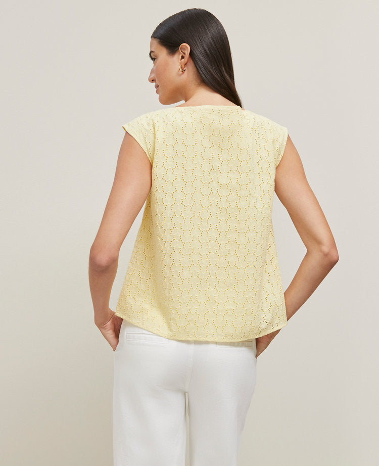 Eyelet Sleeveless Crew Neck Top