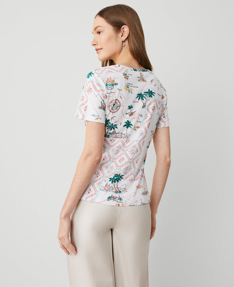 Map Print Crew Neck Tee