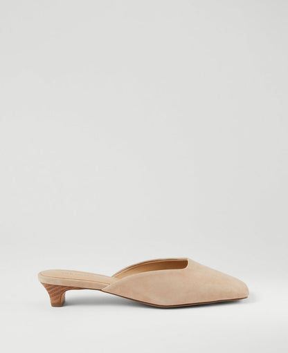 Suede Kitten Heel Mule Pumps