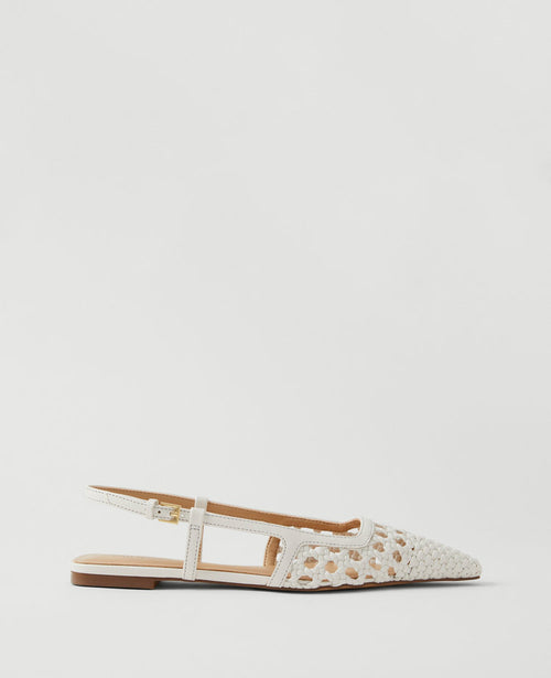 Woven Leather Nip Toe Slingback Flats