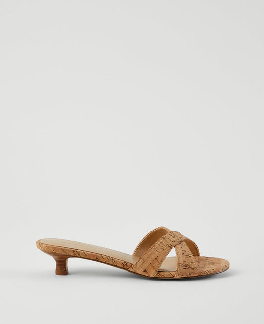 Cork Crossover Slingback Kitten Heel Sandals