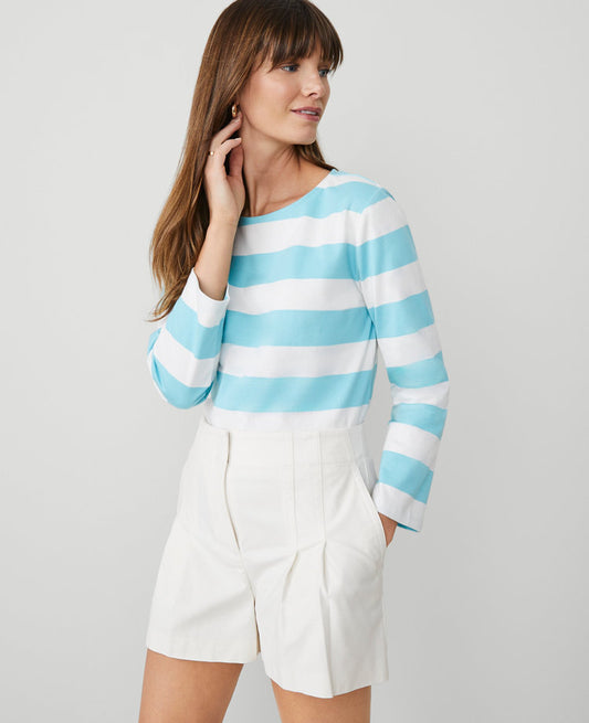 Petite Striped Crew Neck Top