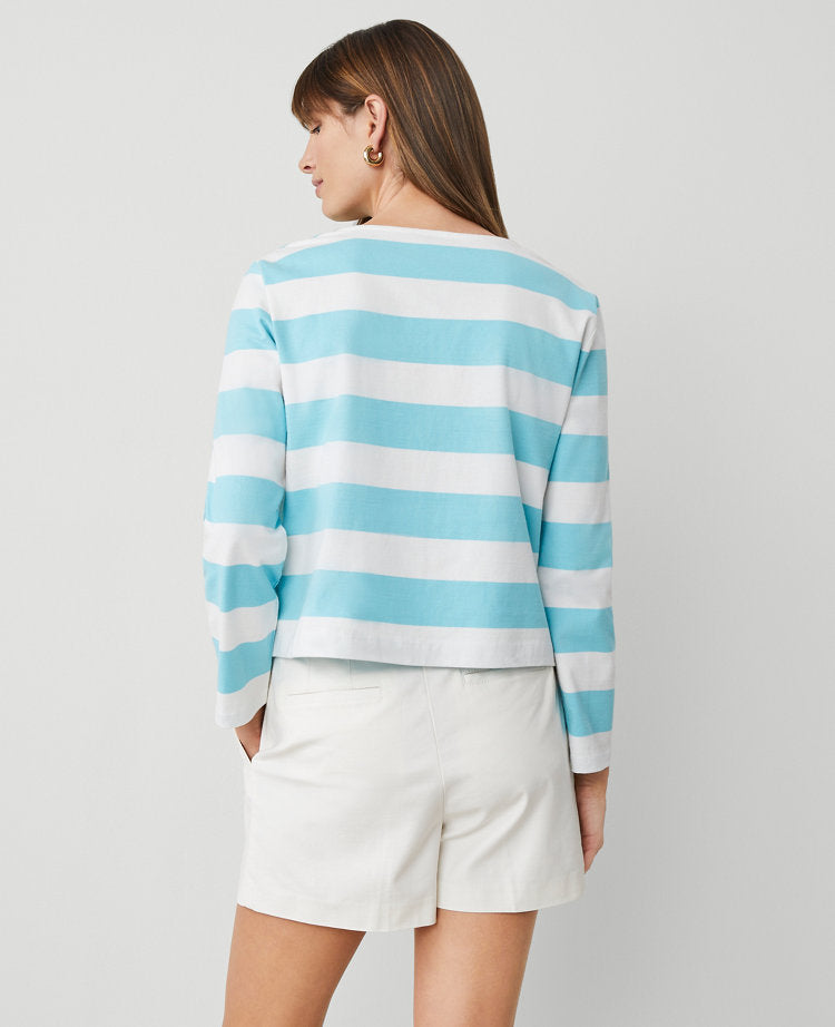 Petite Striped Crew Neck Top
