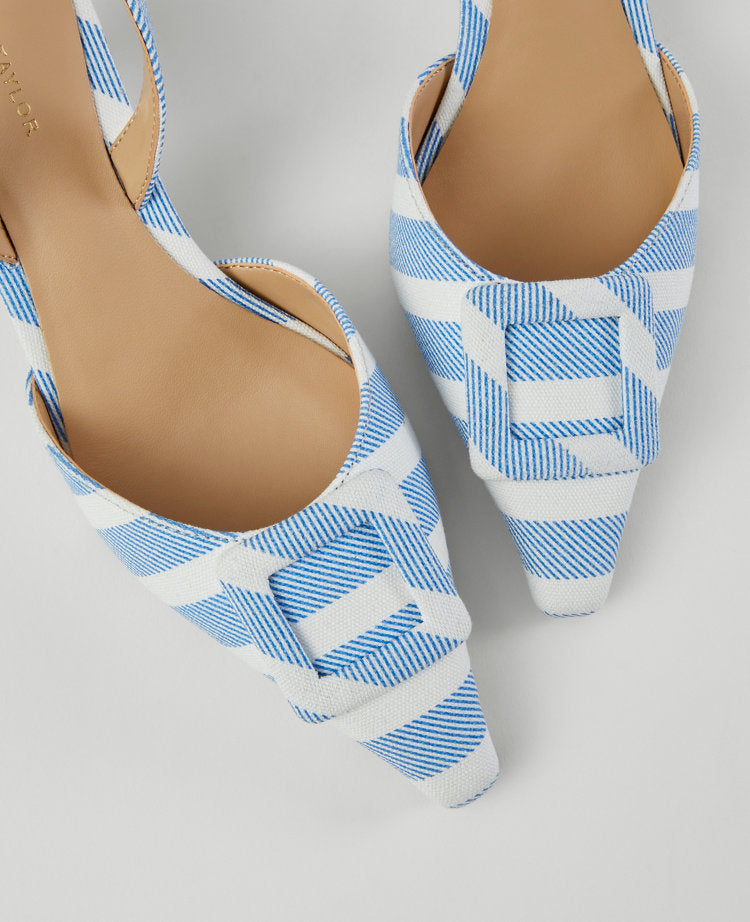 Pointy Toe Buckle Slingback Pumps
