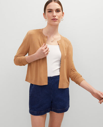 Petite Cropped Open Cardigan