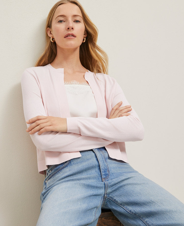 Petite Cropped Open Cardigan