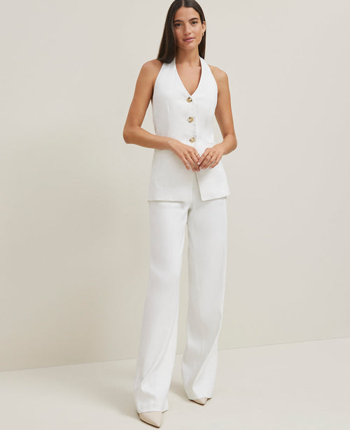 The Petite Wide-Leg Pant in Herringbone Linen Blend