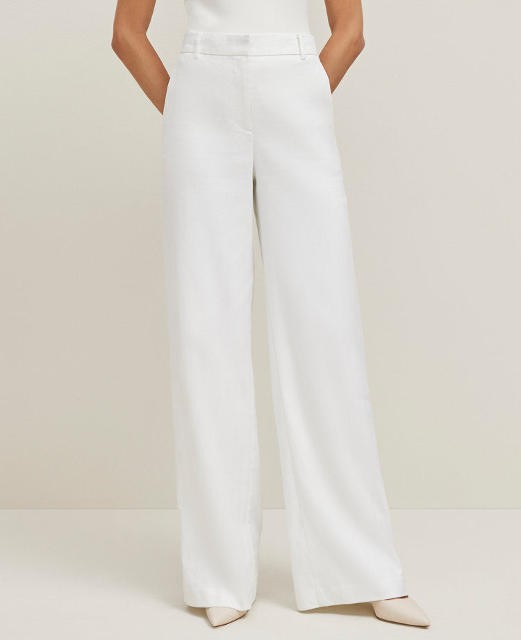 The Petite Wide-Leg Pant in Herringbone Linen Blend