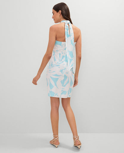 Floral Knotted Linen Blend Midi Dress