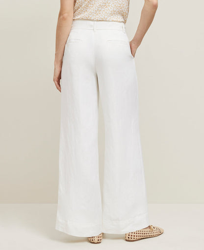 The Petite Belted Wide-Leg Pant in Linen Blend