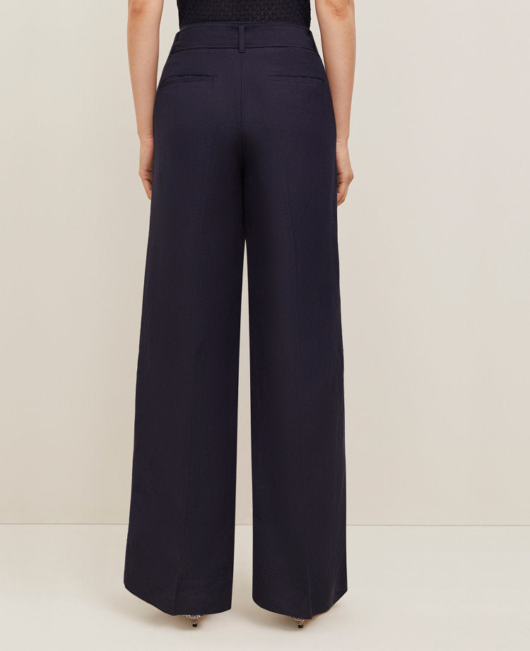 The Petite Belted Wide-Leg Pant in Linen Blend — Curvy Fit