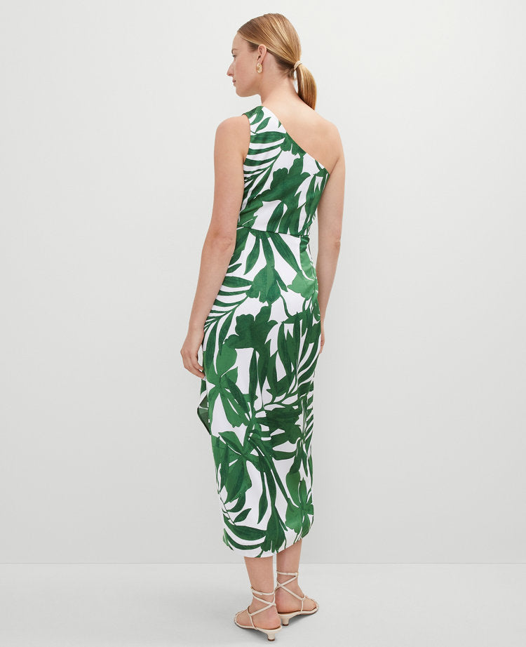 Satin One Shoulder Midi Dress