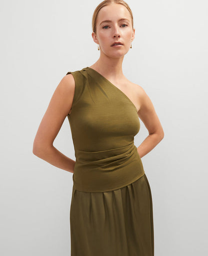 Ruched One Shoulder Top