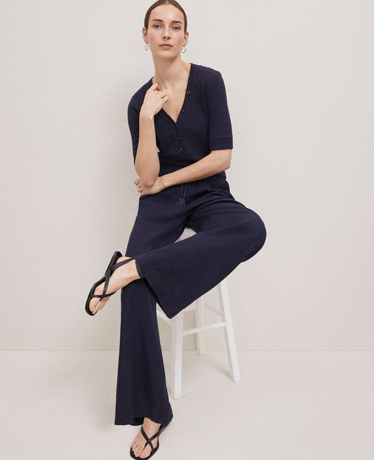 Petite Weekend Collection Pull-On Wide-Leg Pant in Linen Blend