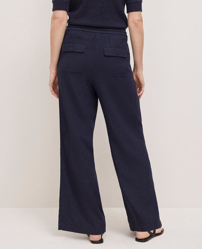 Petite Weekend Collection Pull-On Wide-Leg Pant in Linen Blend